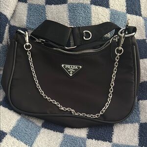 Prada Black and Silver Bag with Chain